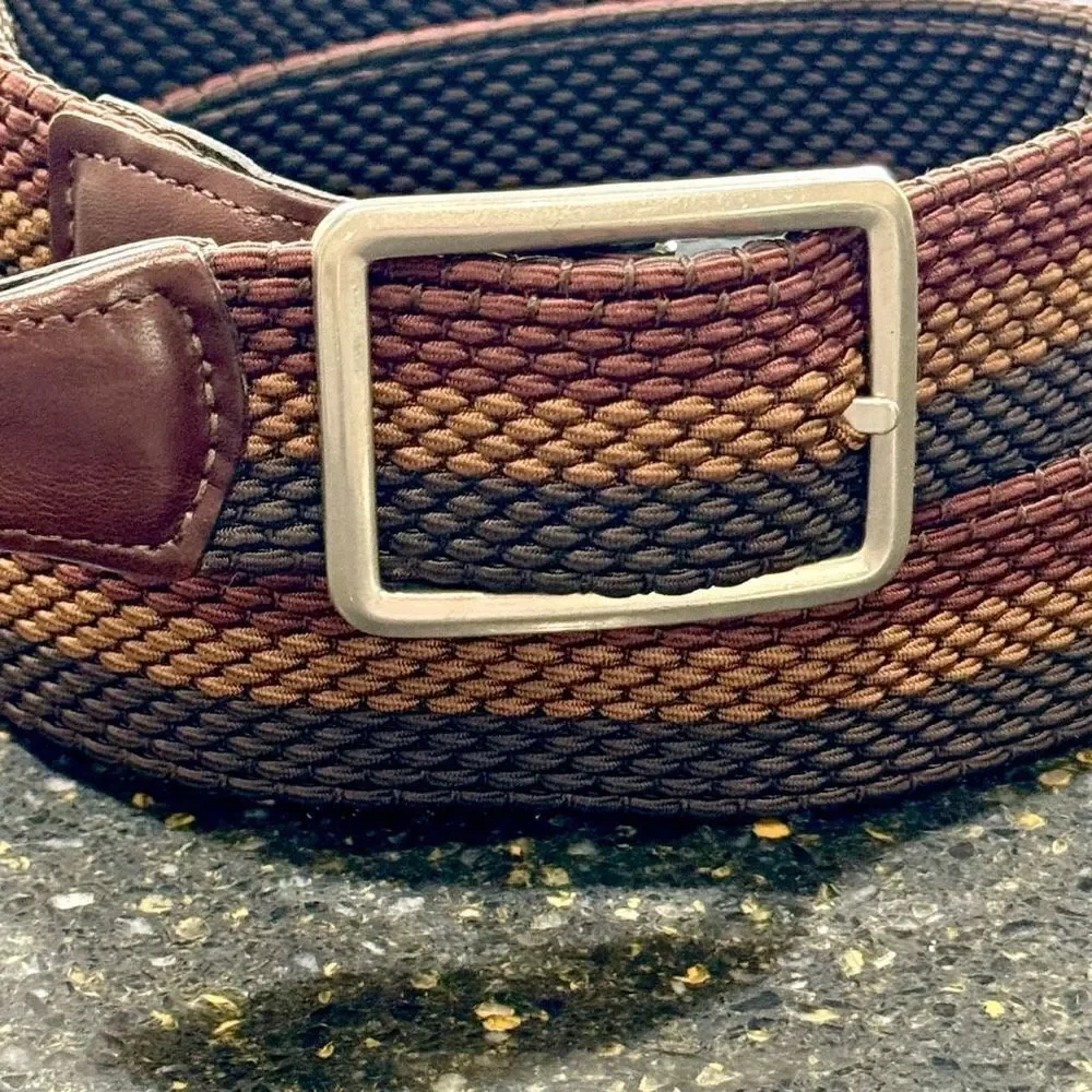 Torino Tri-Color Web Belt. Leather trim. One size.
